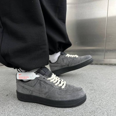 Кроссовки Nike Force 1 Grey/Black Suede (реплика высокого качества)