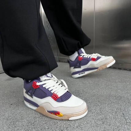 Кроссовки Jordan 4 Light Grey/Purple (реплика высокого качества)
