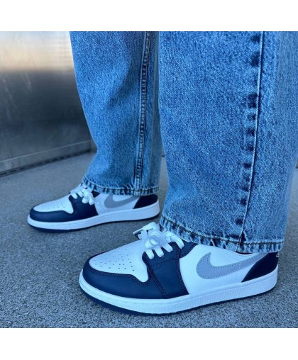 Кроссовки Jordan 1 Low Navy/White (реплика высокого качества)
