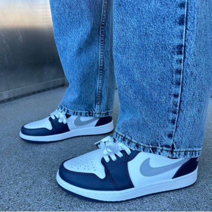 Кроссовки Jordan 1 Low Navy/White (реплика высокого качества)