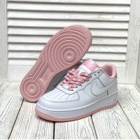 Кроссовки Nike Force White/Pink Flowers (реплика высокого качества)