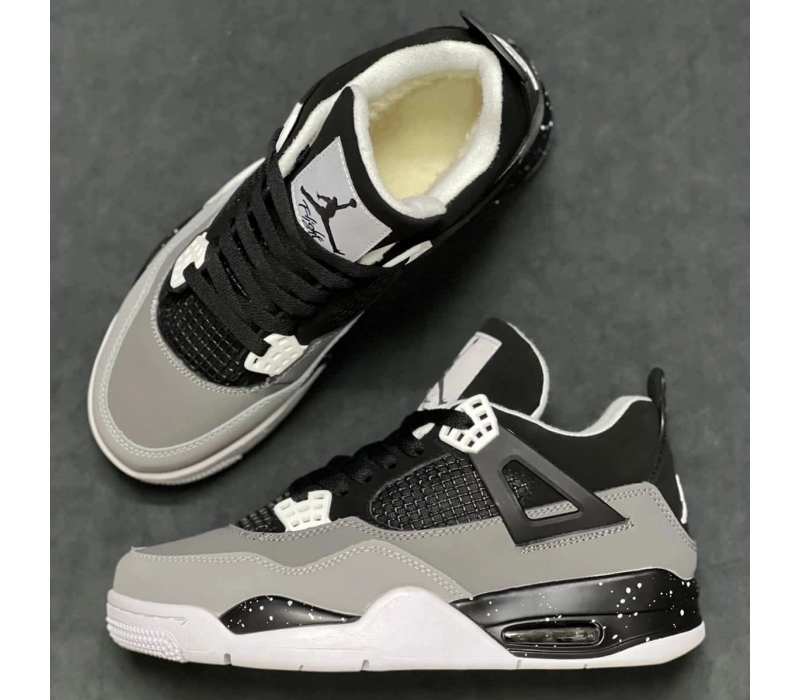 Кроссовки зимние Jordan 4 Grey/Black с мехом