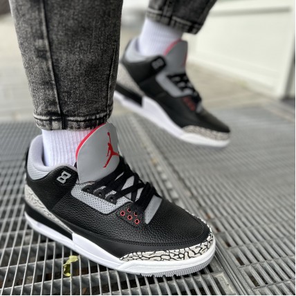 Кроссовки Jordan 3 Black/Grey (реплика высокого качества)