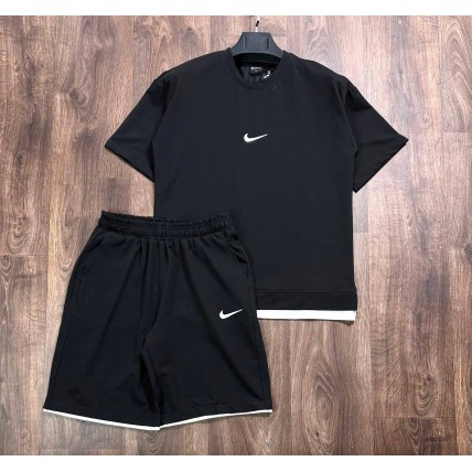 Костюм футболка с шортами Nike Black (реплика высокого качества)