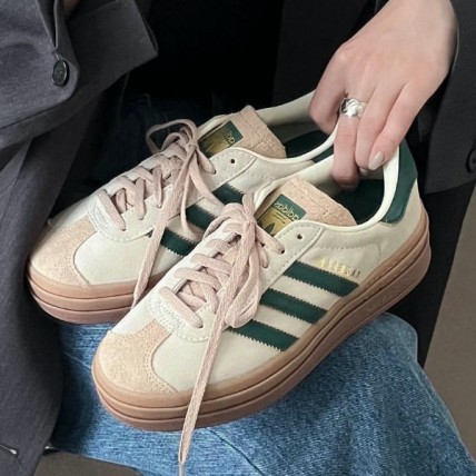 Кроссовки Gazelle Bold Cream Green (реплика высокого качества)