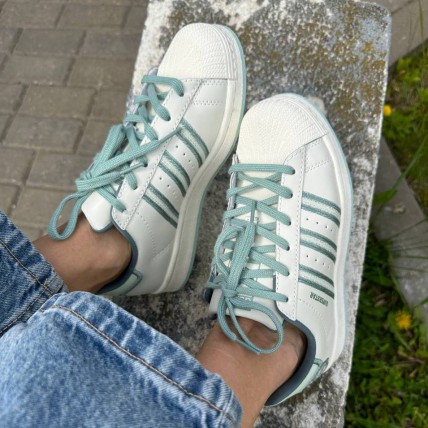 Кроссовки Superstar White/Mint (реплика высокого качества)