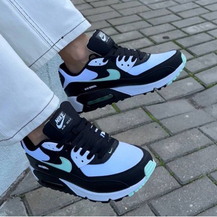 Кроссовки Nike air max 90 White/Black/Mint (реплика высокого качества)