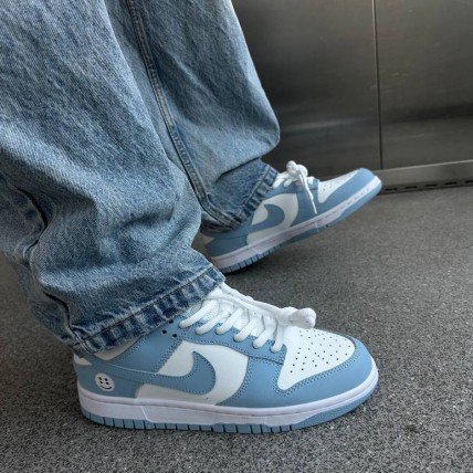 Кроссовки Nike SB Dunk White/Light blue (реплика высокого качества)