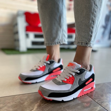 Кроссовки Nike air max 90 Grey/Red (реплика высокого качества)