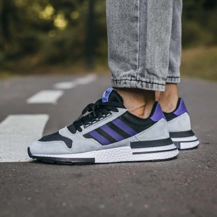 Кроссовки ZX 500 Grey/Purple (реплика высокого качества)