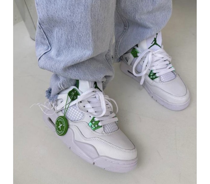 Кроссовки Jordan 4 White Metallic Green