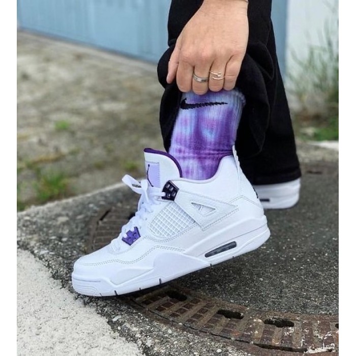 Кроссовки Jordan 4 Metallic White/Purple (реплика высокого качества)