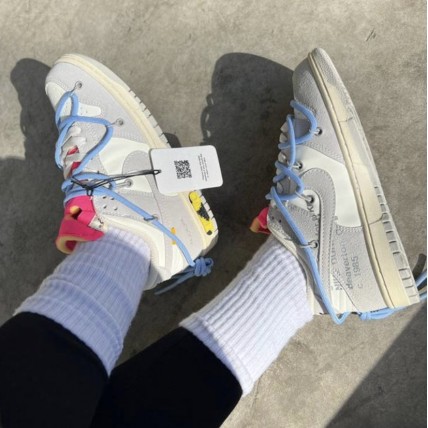 Кроссовки Nike SB Dunk Off White Grey/pink (реплика высокого качества)