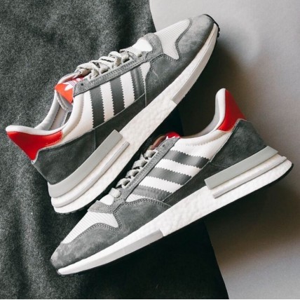 Кроссовки ZX 500 Grey/Red (реплика высокого качества)