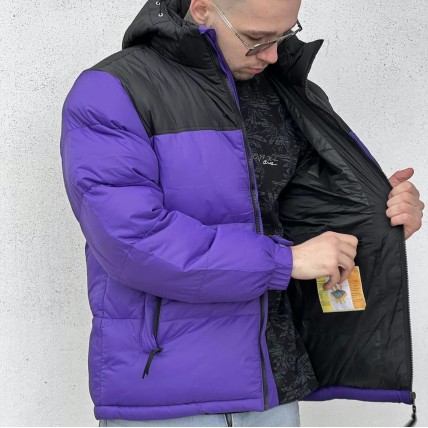 Куртка зимняя The North Face Black/Purple (реплика высокого качества)