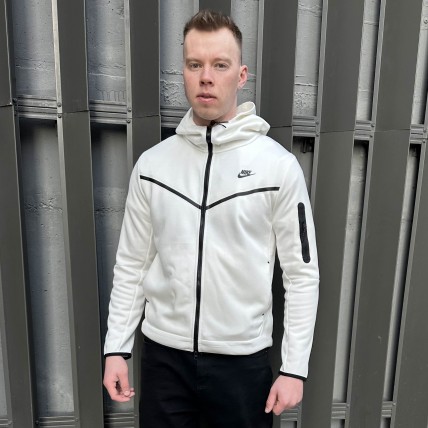 Зип худи Nike Tech Fleece White (реплика высокого качества)